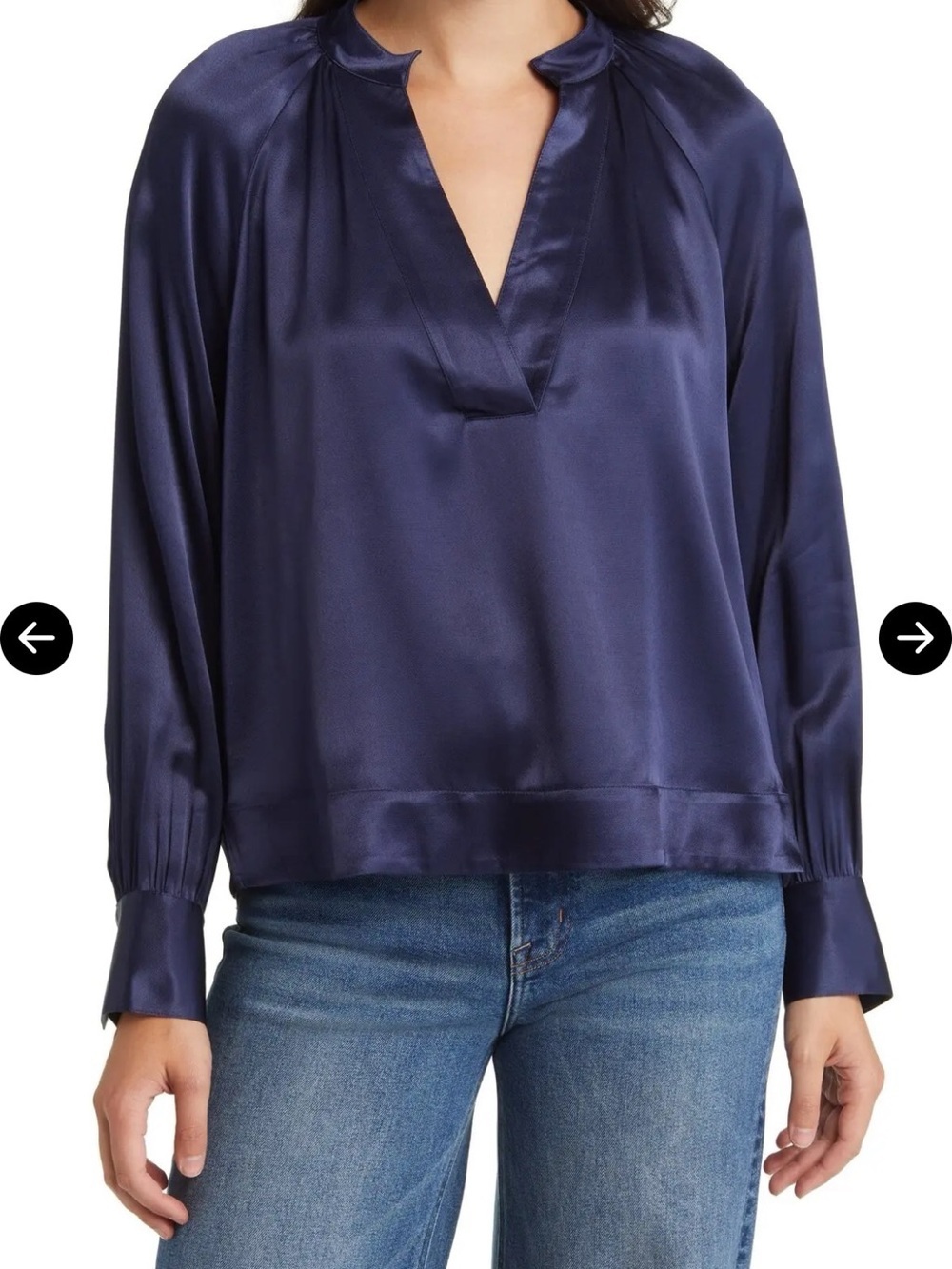 Rails Wynna Navy Long Sleeve Blouse Small